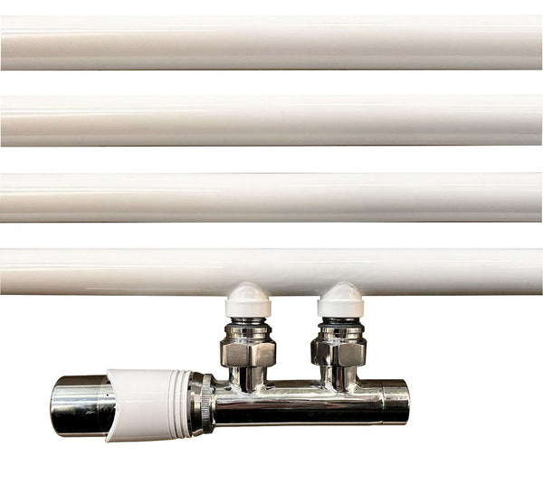 Onderblok set haaks links compleet 16 x 2,0 en 15mm knel chroom/wit