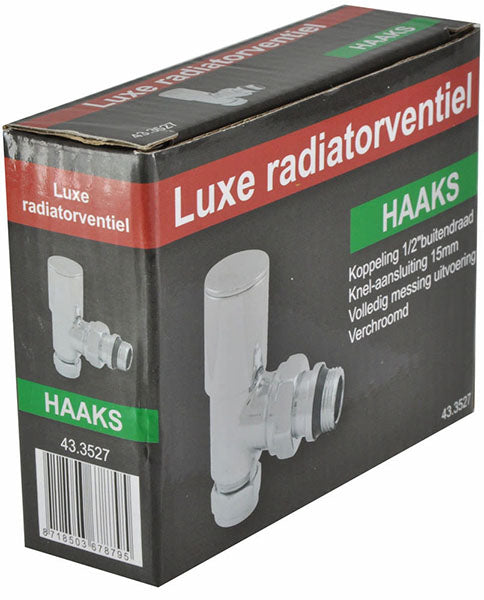 luxe radiatorventiel 1/2''x15 (M22) knel haaks chroom - WDtegels