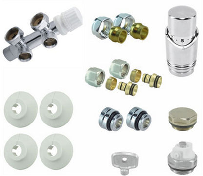 set onderblok compl. haaks (links) 16x2,0 +15 knel chroom - WDtegels
