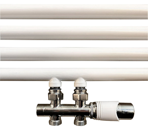 Onderblok set recht compleet 16 x 2,0 en 15mm knel chroom/wit