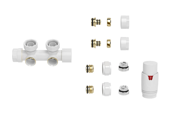 Set thermostatic bottom block angled left/right gloss white