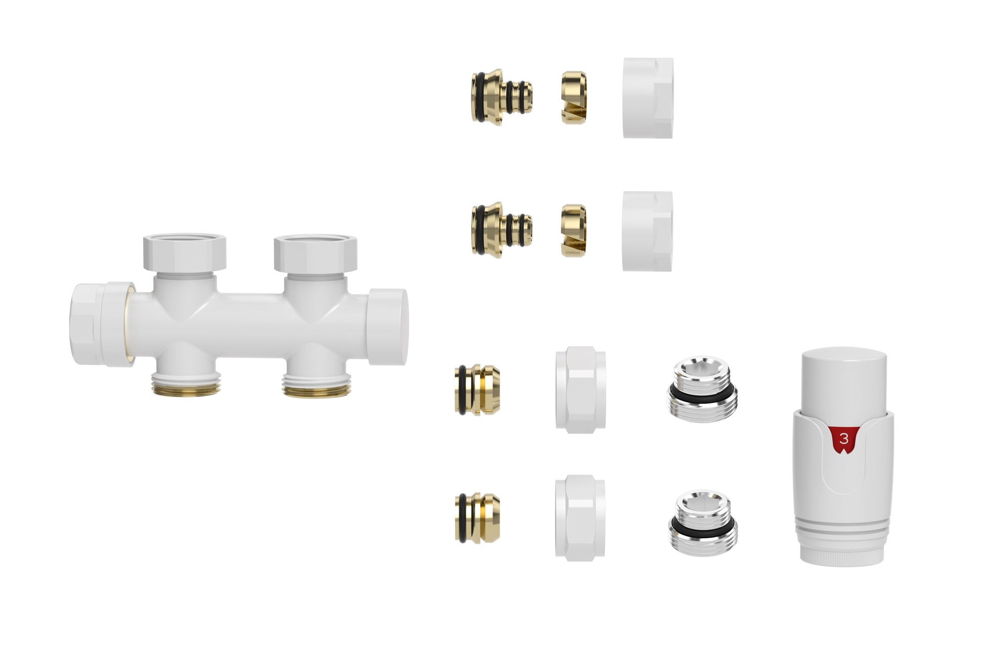 Set thermostatisch onderblok recht glans wit - WDtegels