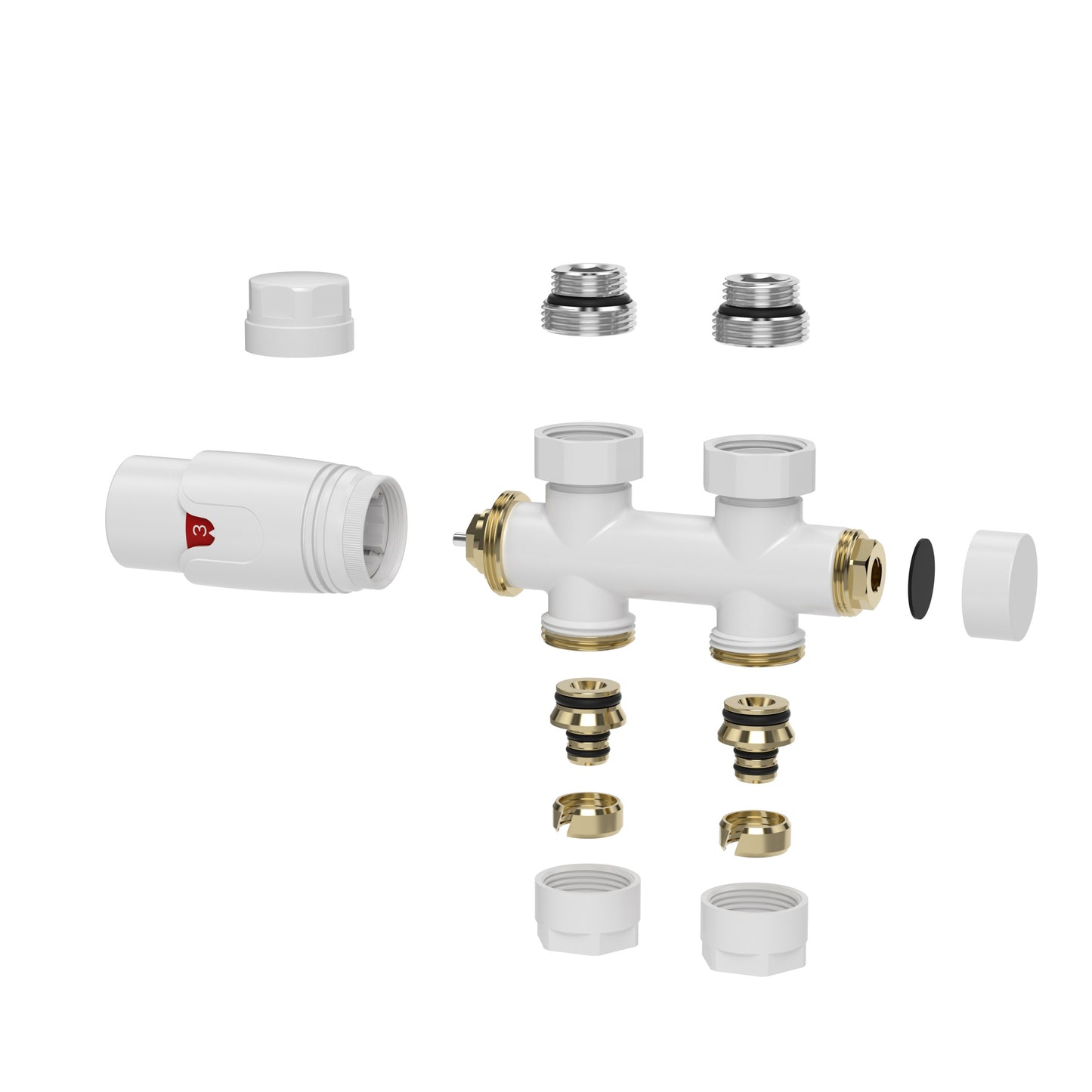 Set thermostatisch onderblok recht glans wit - WDtegels
