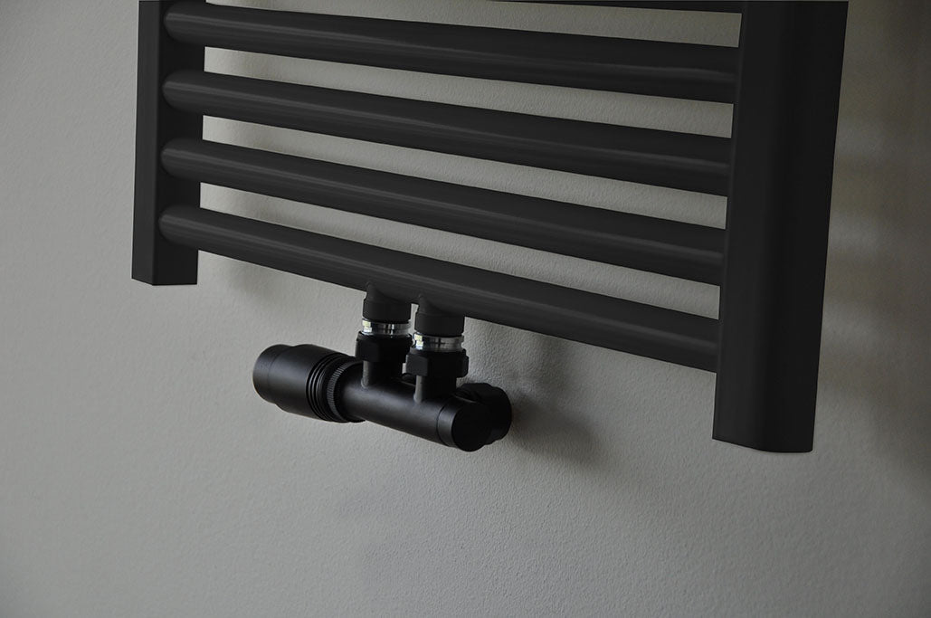 set thermostatisch onderblok haaks-links mat zwart - WDtegels