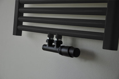 Wiesbaden set thermostatisch onderblok haaks-rechts mat zwart - WDtegels