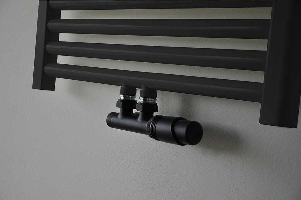set thermostatisch onderblok haaks-rechts mat zwart - WDtegels