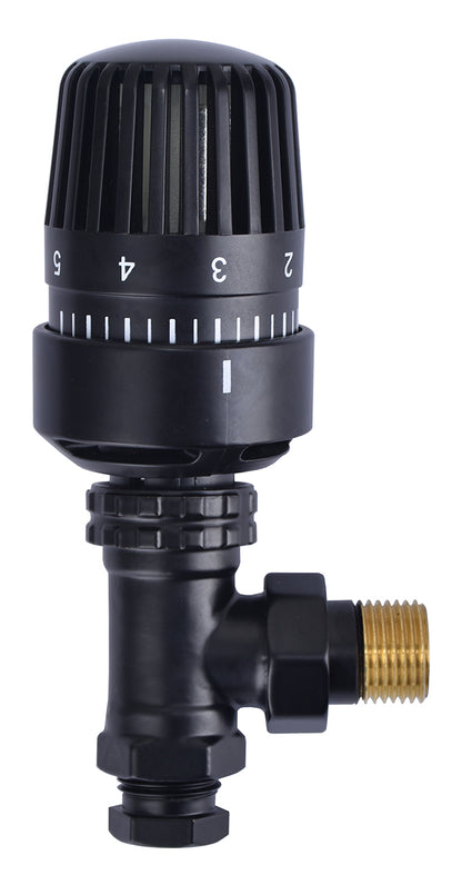 thermostatische radiatorventiel 1/2''x15mm haaks mat-zwart - WDtegels