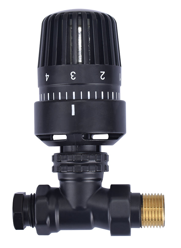 thermostatische radiatorventiel 1/2''x15mm recht mat-zwart - WDtegels