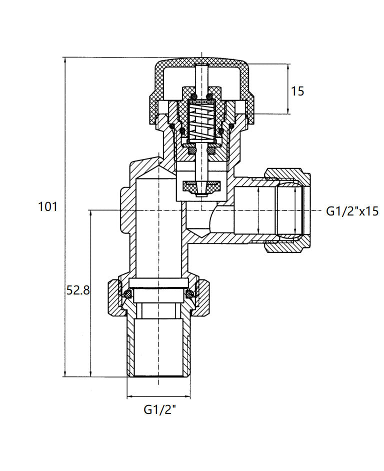 thermostatische radiatorventiel 1/2''x15mm axiaal mat-zwart - WDtegels