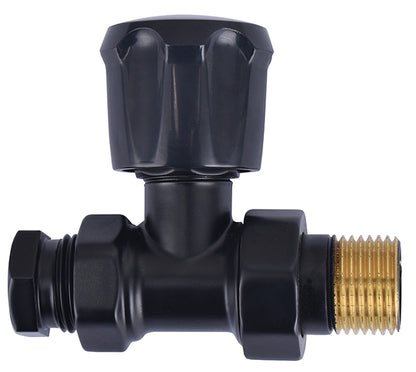 radiator-ventiel+adaptor 15mm 1/2 recht vernikkeld mat-zwart - WDtegels