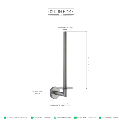 Maattekening van reserverolhouder Alvani in gun metal