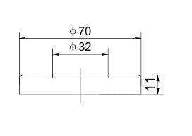 Lijntekening Sifonrozet 32mm x 70mm chroom