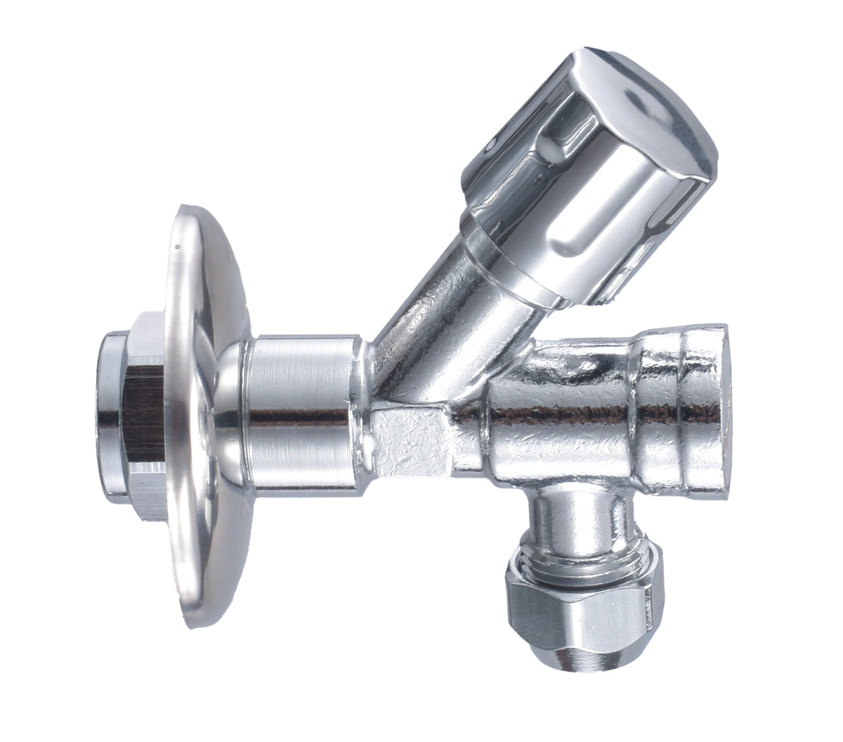 Hoekstopkraan met filter 1/2 inch of 15mm x 3/8 inch of knel 10mm chroom