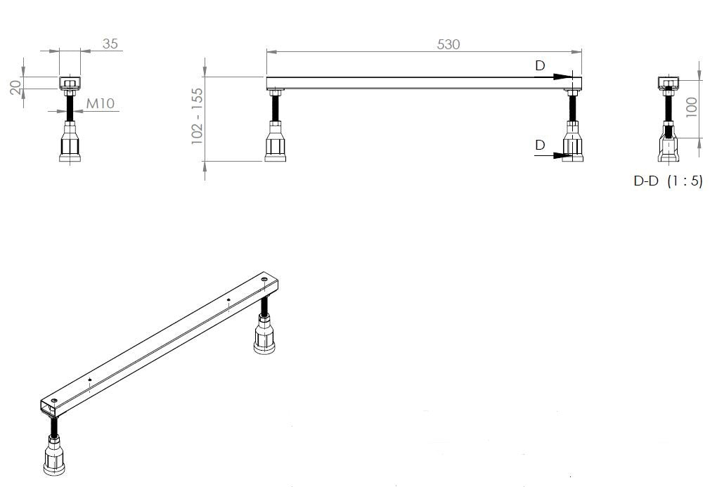 Universele bad-potenset M10/60 | Verstelbaar - WDtegels
