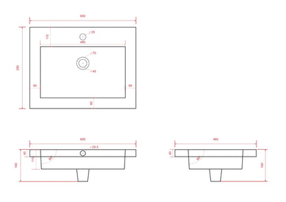 Karo bathroom furniture - 60cm - White - White washbasin