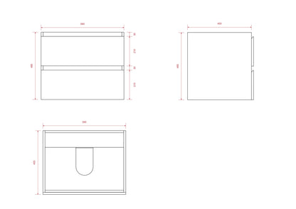 Badkamermeubel Karo - 60cm - Zwart Eiken - Wastafel Wit - WDtegels
