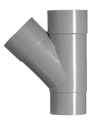 HWA T-stuk 2 x mof 1 x verjongde spie 80mm 45 graden PVC