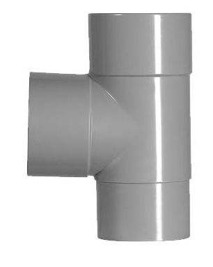 T para aguas pluviales de 90 grados, gris, 2 x manguito/espiga reducida, 100mm