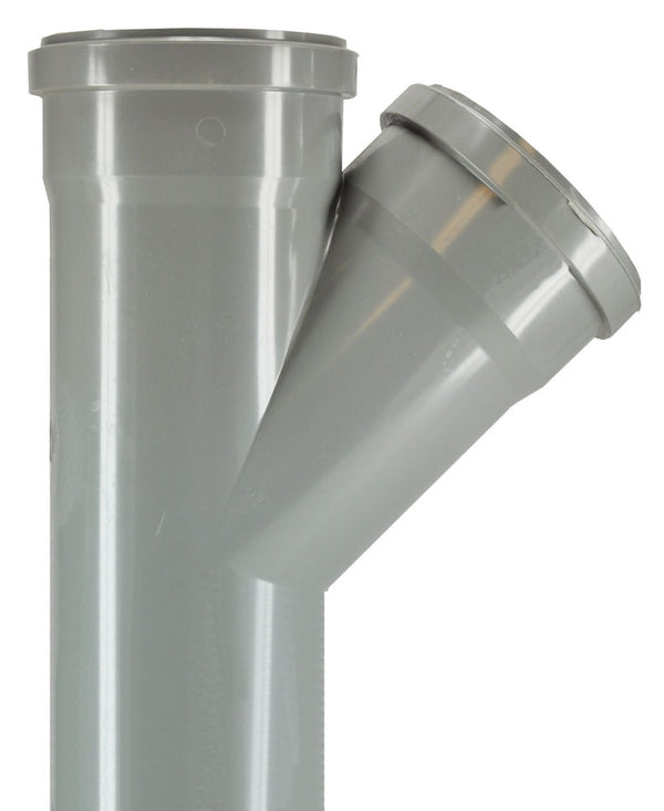 T-piece 2 x lip seal 1 x spigot 110mm 45-degree PVC