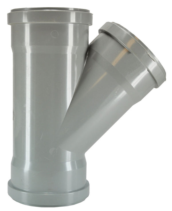 T-piece 3 x lip seal 110mm 45-degree PVC