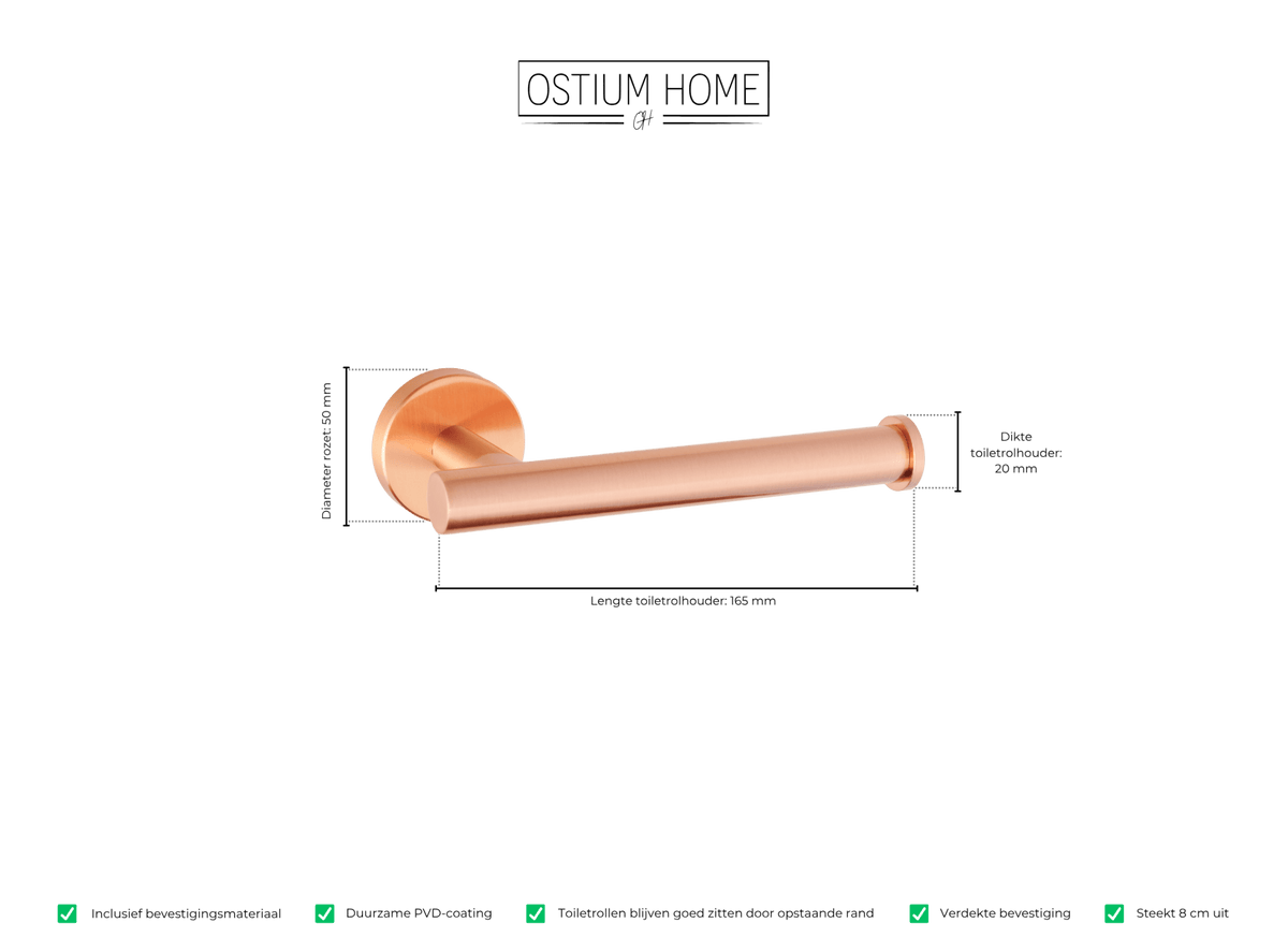 Maattekening van toiletrolhouder Ruolo in rosé koper