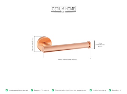 Maattekening van toiletrolhouder Ruolo in rosé koper