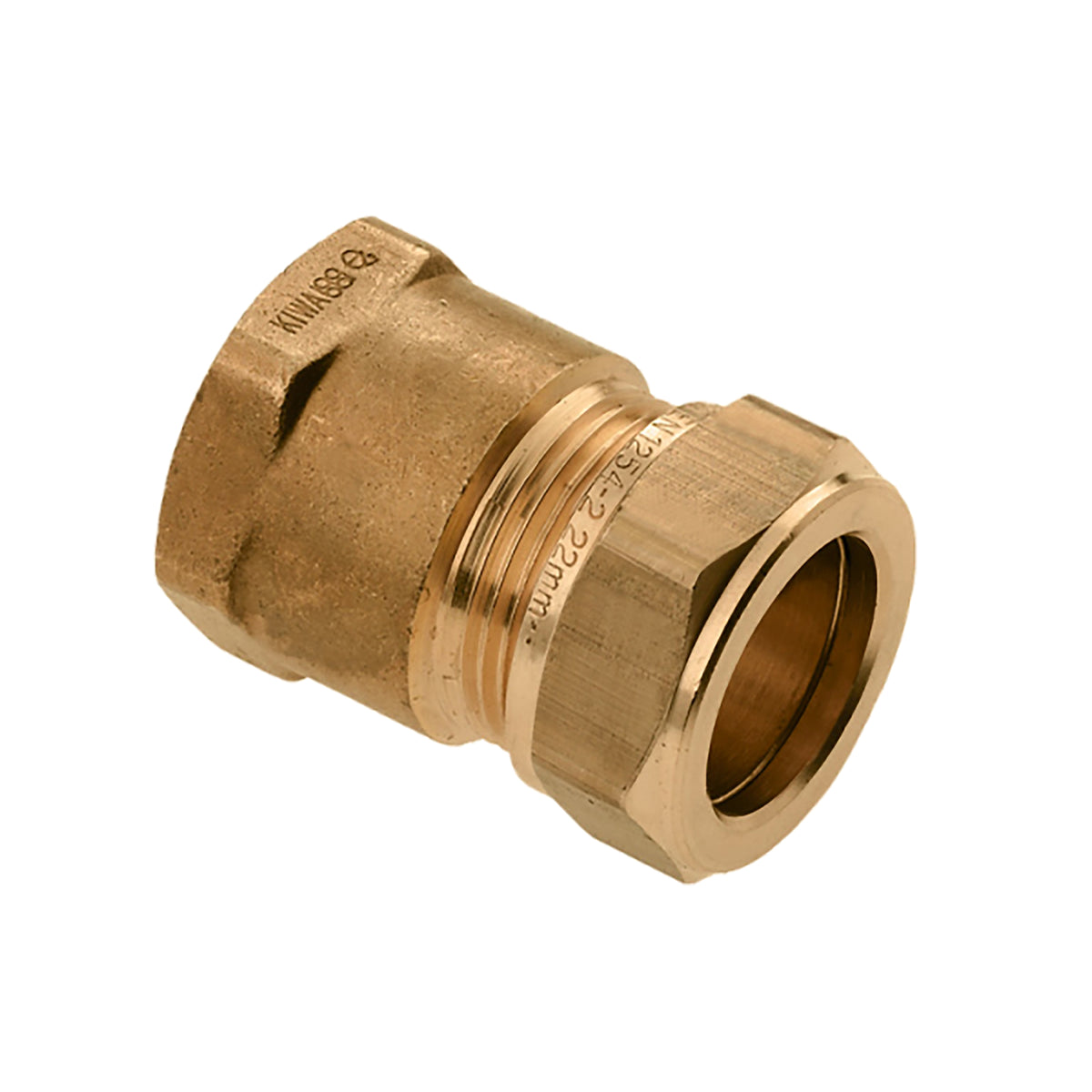 Schroefbus messing KIWA Gastec 3/4 inch bi x 22mm knel