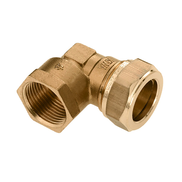 Codo de compresión KIWA Gastec 3/4" hembra x 22mm de latón