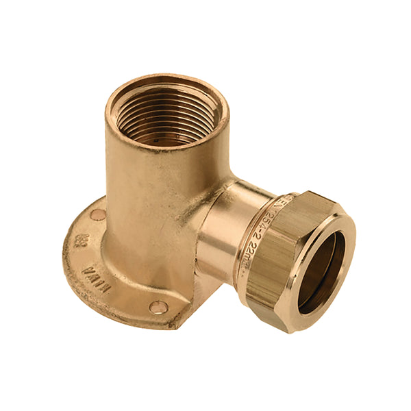 Muurplaat messing KIWA Gastec 1/2" bi x 12mm knel