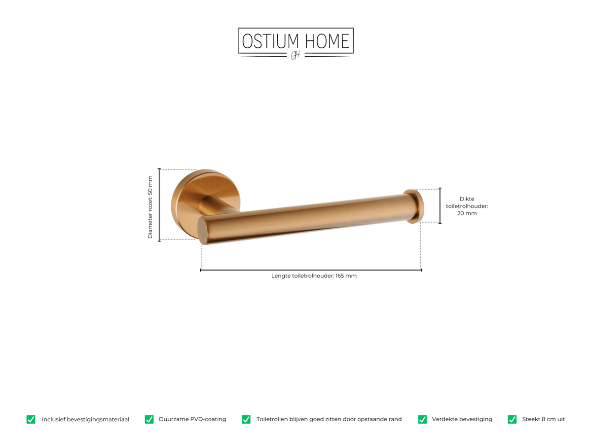 Maattekening van toiletrolhouder Ruolo in mat brons