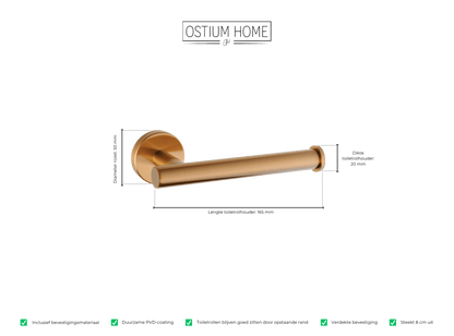 Maattekening van toiletrolhouder Ruolo in mat brons