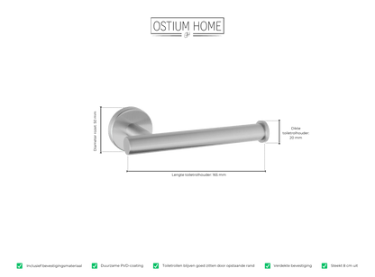 Maattekening van toiletrolhouder Ruolo in RVS