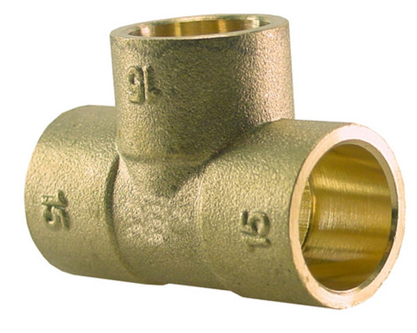 Pieza en T de soldadura KIWA Gastec 22mm hembra de latón