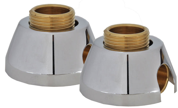 Muurplaatkoppeling 3/4" x 15mm met rozetten 2 stuks chroom