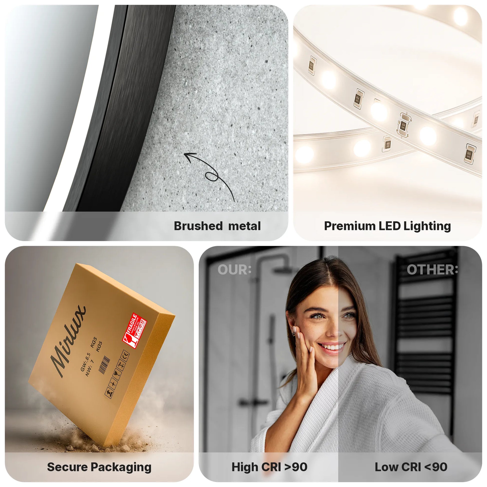 Badkamerspiegel - 80cm - Zwart Frame