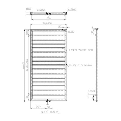 Radiador Bornova 120x60 cm blanco
