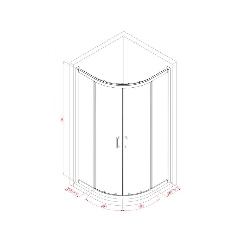 Kwartronde cabine met schuifdeur 90