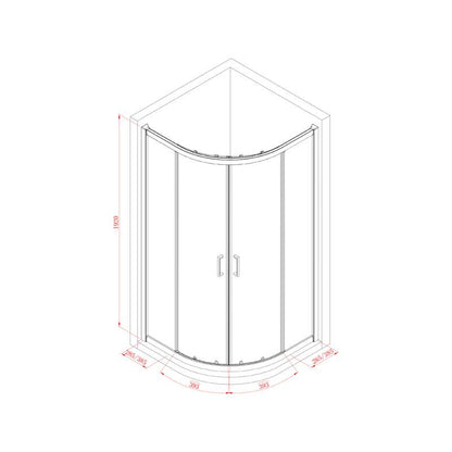 Kwartronde cabine met schuifdeur 90