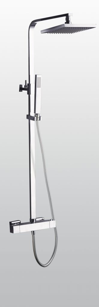 Opbouw doucheset thermostatisch vierkant chroom - WDtegels