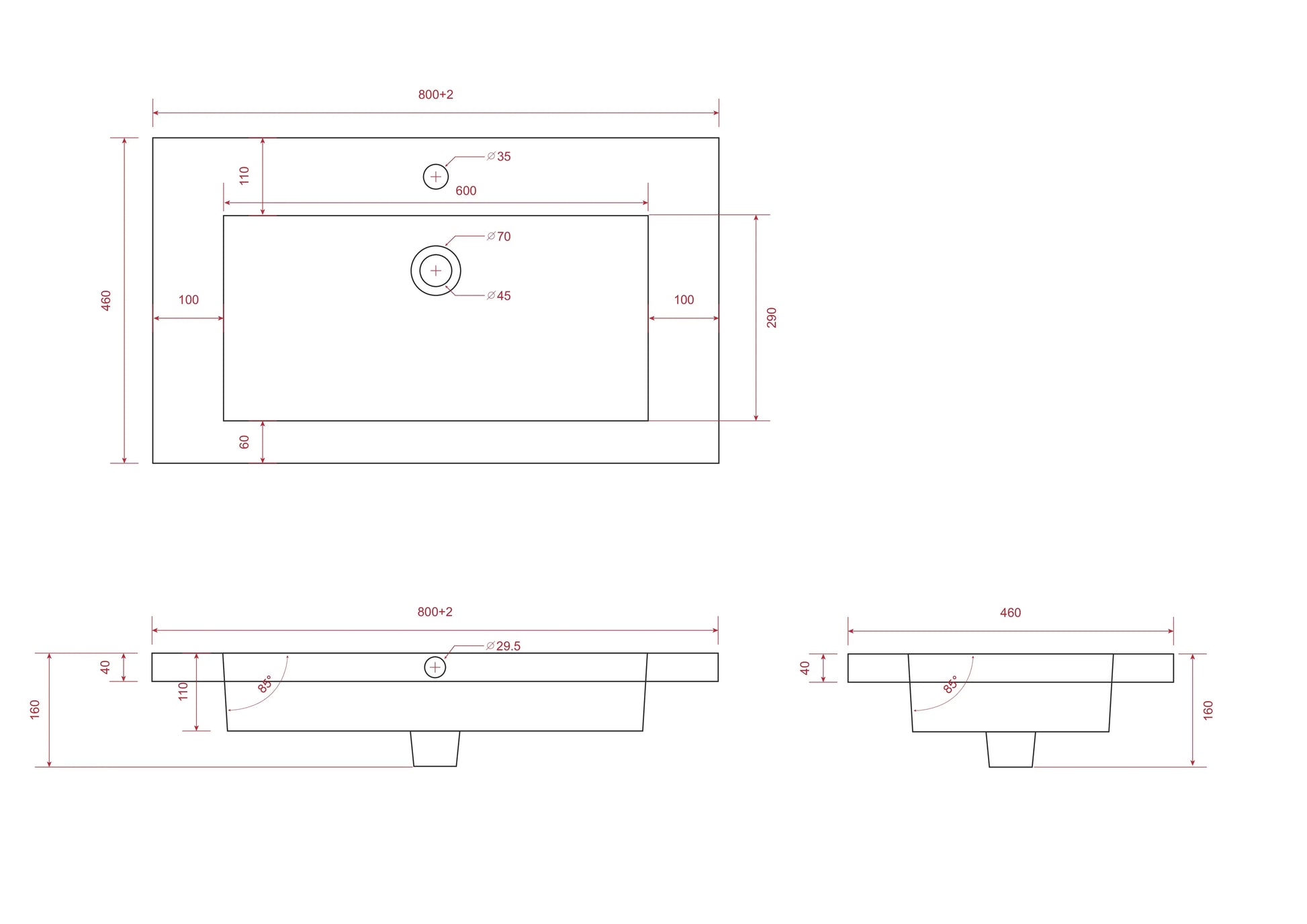 Badkamermeubelset Valento 80cm - Warm Eiken - Wastafel Wit - WDtegels
