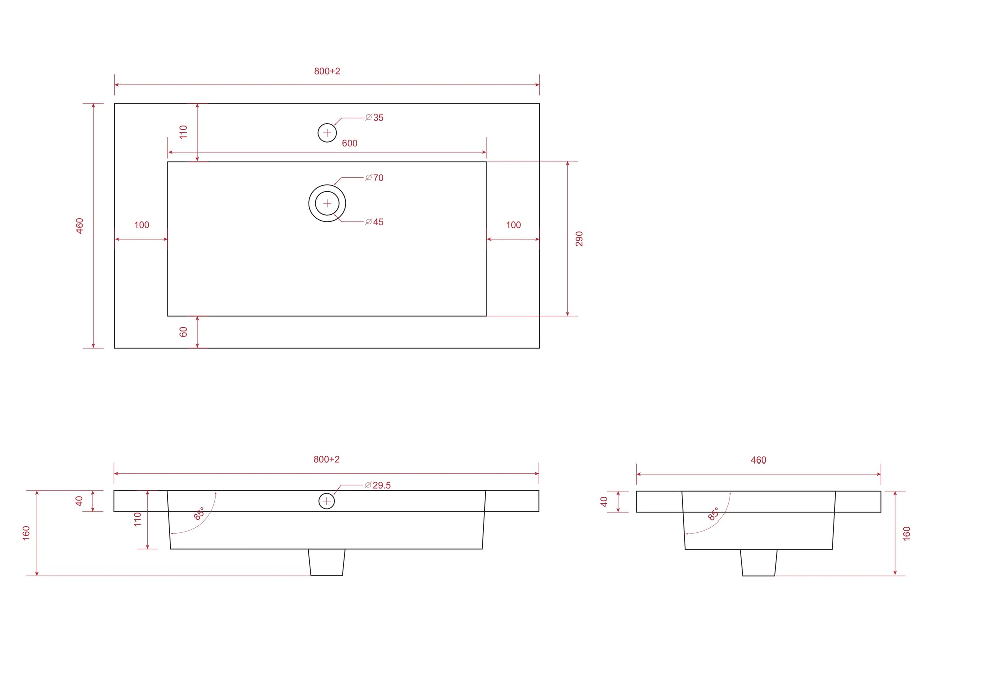 Badkamermeubel Sova - 80cm - Warm Eiken - Wastafel Wit - WDtegels