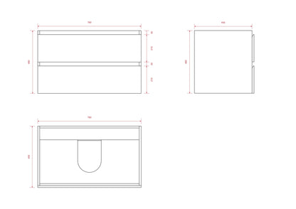 Mueble de baño Sova - 80cm - Roble claro - Lavabo blanco