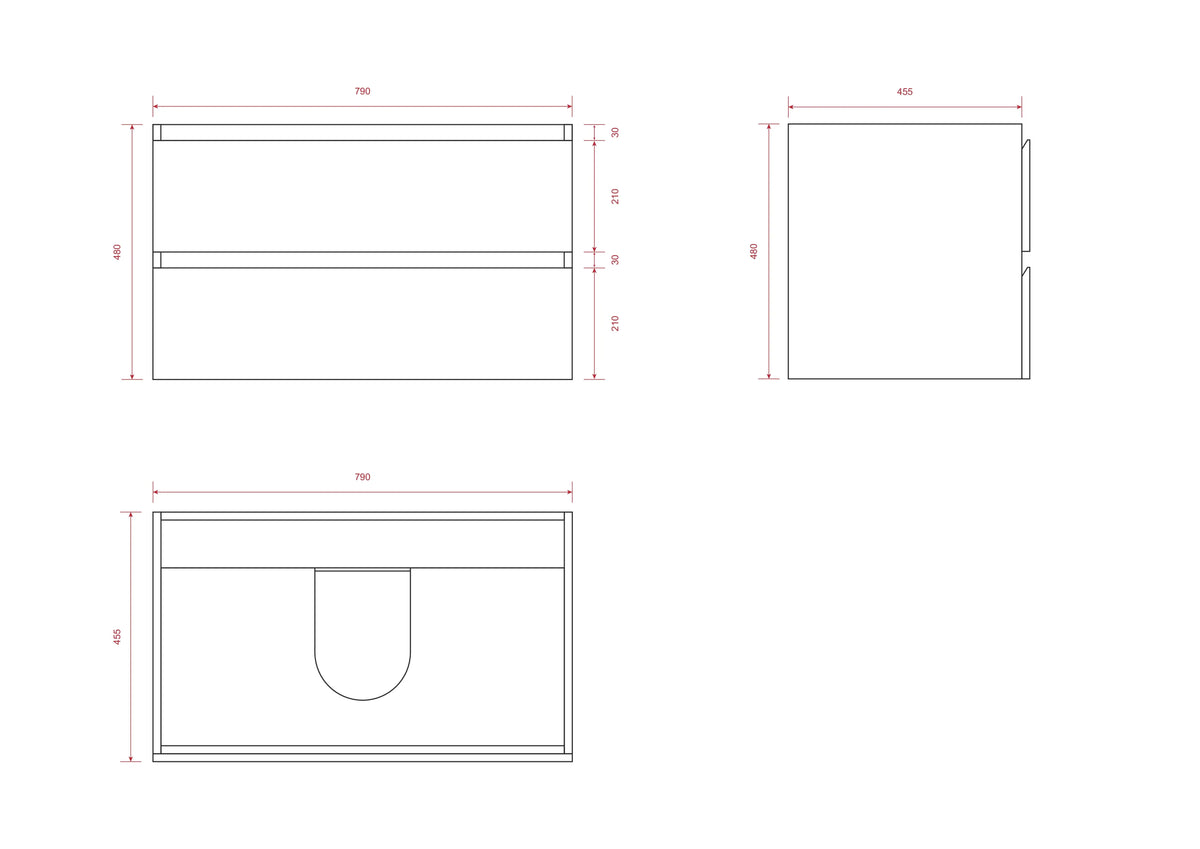 Badkamermeubelset Monaco 80cm - Licht Eiken - Wastafel Zwart - WDtegels