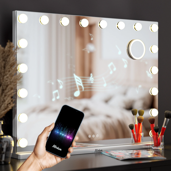 Hollywood Mirror - Bluetooth Speakers - 80x60cm - White