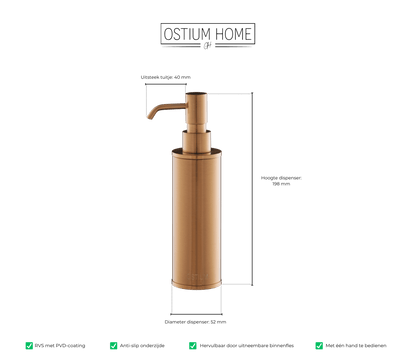 Maattekening van zeepdispenser Saponi in mat brons
