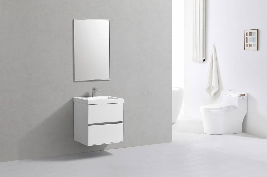 Badmeubel Compact Greeploos 60 Hoogglans Wit - WDtegels