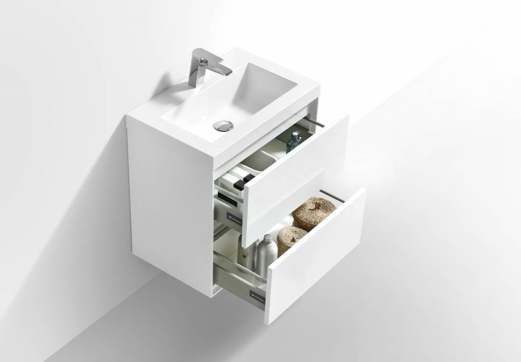 Badmeubel Compact Greeploos 60 Hoogglans Wit - WDtegels