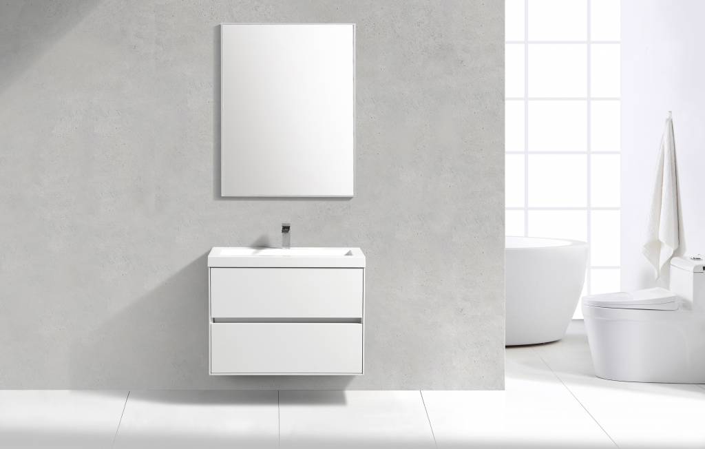 Badmeubel Compact Greeploos 80 Hoogglans Wit - WDtegels