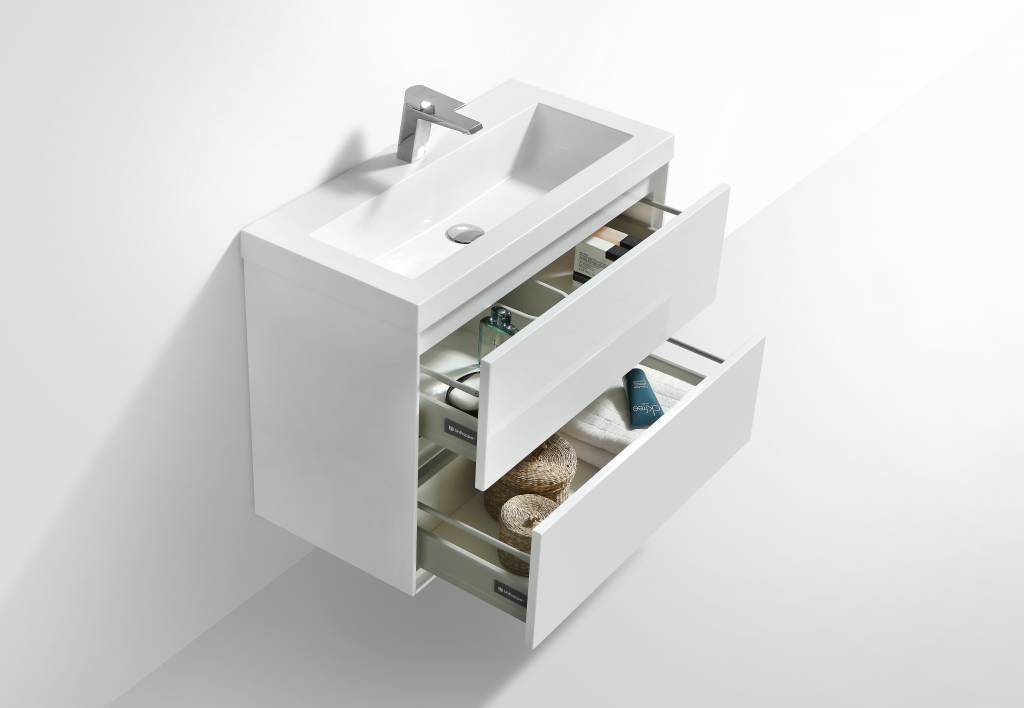 Badmeubel Compact Greeploos 80 Hoogglans Wit - WDtegels