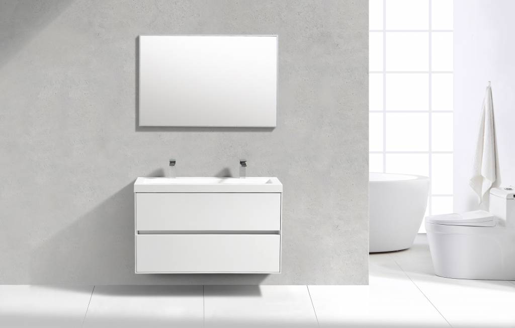 Badmeubel Compact Greeploos 100 Hoogglans Wit - WDtegels